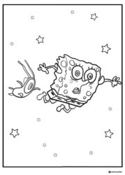 SpongeBob and Plankton Coloring Page floating in stars