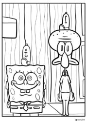 SpongeBob and Squidward Coloring Sheet together