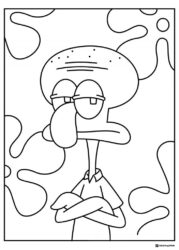 Squidward Coloring Page with arms crossed