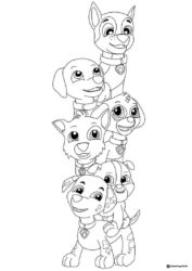 Stacked PAW Patrol Pups Portrait Coloring Page