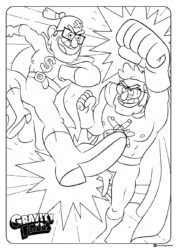 Stan and Ford fighting Coloring Page