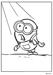 Startled Minion looking up coloring page