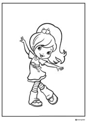 Strawberry Shortcake coloring page dancing happily