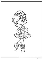 Strawberry Shortcake coloring page in a ballerina dress