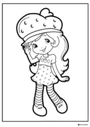 Strawberry Shortcake coloring page waving