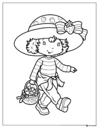 Strawberry Shortcake coloring page with a basket