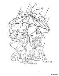Strawberry Shortcake friends Coloring Sheet in rain