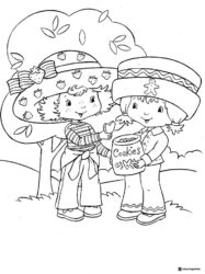 Strawberry Shortcake friends sharing cookies coloring page