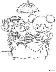 Strawberry Shortcake friends tea party coloring sheet