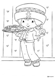Strawberry Shortcake with gingerbread cookies coloring page