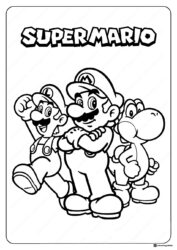 Super Mario Luigi and Yoshi posing coloring page