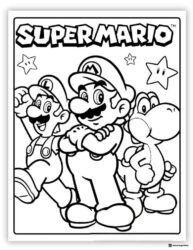 Super Mario Luigi and Yoshi with stars coloring