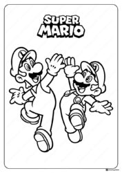 Super Mario and Luigi high fiving coloring sheet