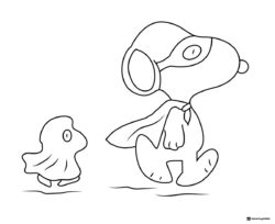 Super Snoopy and Woodstock coloring page