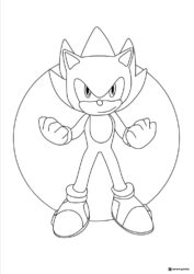 Super Sonic Coloring Page in a powerful stance