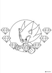 Super Sonic with Chaos Emeralds Coloring Sheet