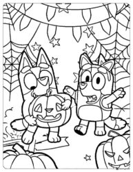 Surprised Bluey Coloring Page in Room with Toys