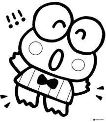 Surprised Keroppi coloring page with exclamation marks
