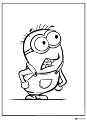 Surprised Minion with wide eyes coloring page