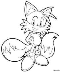 Tails Coloring Page Happy Pose