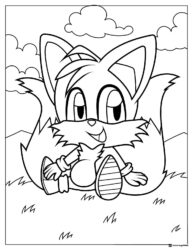 Tails Coloring Page Holding an Easter Egg