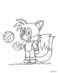 Tails Coloring Page Playing Volleyball