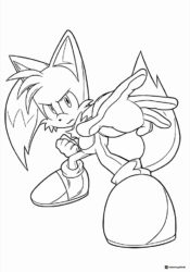 Tails Coloring Page Pointing Forward