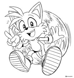 Tails Coloring Page Showing Peace Sign