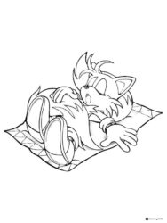 Tails Coloring Page Sleeping on Pillow