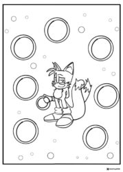 Tails Coloring Page Surrounded by Rings
