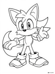 Tails Coloring Page Waving