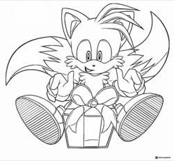 Tails Coloring Page with Present