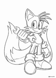 Tails Coloring Sheet Holding a Wrench