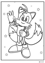 Tails Coloring Sheet Making OK Sign
