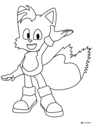 Tails Coloring Sheet Waving
