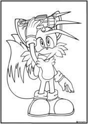 Tails Coloring Sheet with Invention on Head