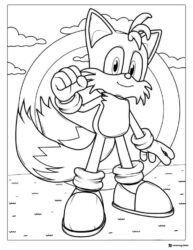 Tails Posing with Ring Background Coloring Page