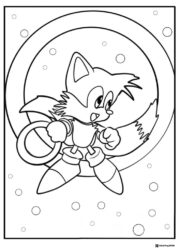 Tails in action pose coloring page