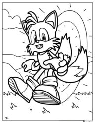 Tails running with speed effect coloring page