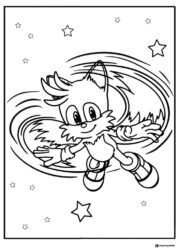 Tails spinning with stars coloring page
