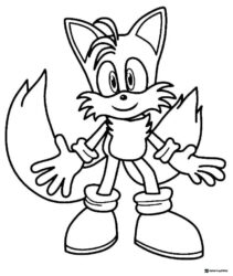 Tails standing with spread arms coloring page