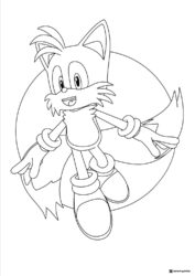 Tails the Fox Flying Coloring Page in Circle