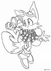 Tails the detective coloring page