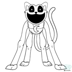 Tall Catnap with wide open mouth Coloring Page 1