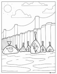 Tank Gang in Bags Coloring Page with Sydney Skyline