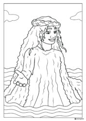 Te Fiti Coloring Page emerging from water with open hand
