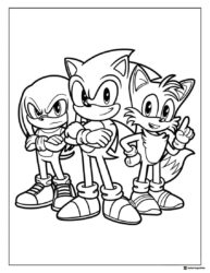Team Sonic Coloring Sheet with Knuckles Sonic and Tails