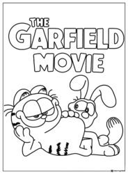 The Garfield Movie Coloring Page with Garfield and Odie