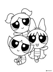 The Powerpuff Girls posing together Coloring Page