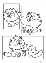 Three Cartoon Cats Coloring Page